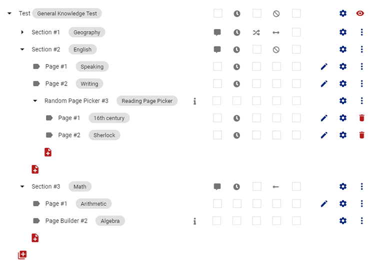 Structuring a quiz with multiple sections and pages