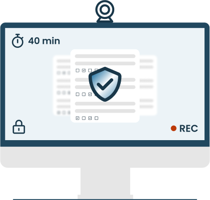 Test interface with timer, lockdown, and recording indicator