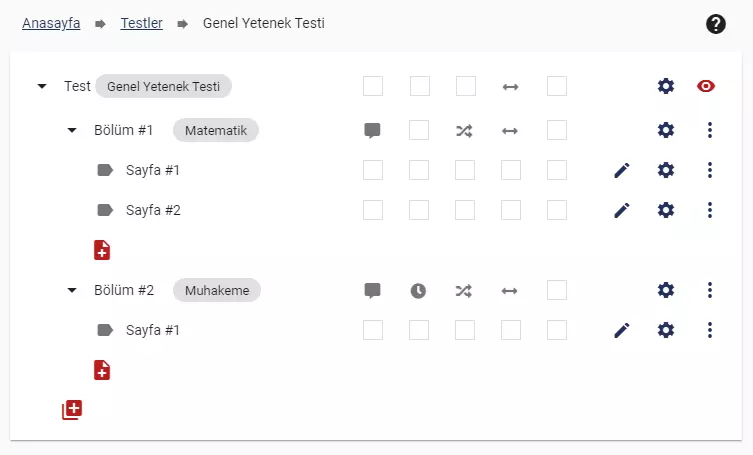 Online Sınav Sistemi Test Hazırlama Ekranı